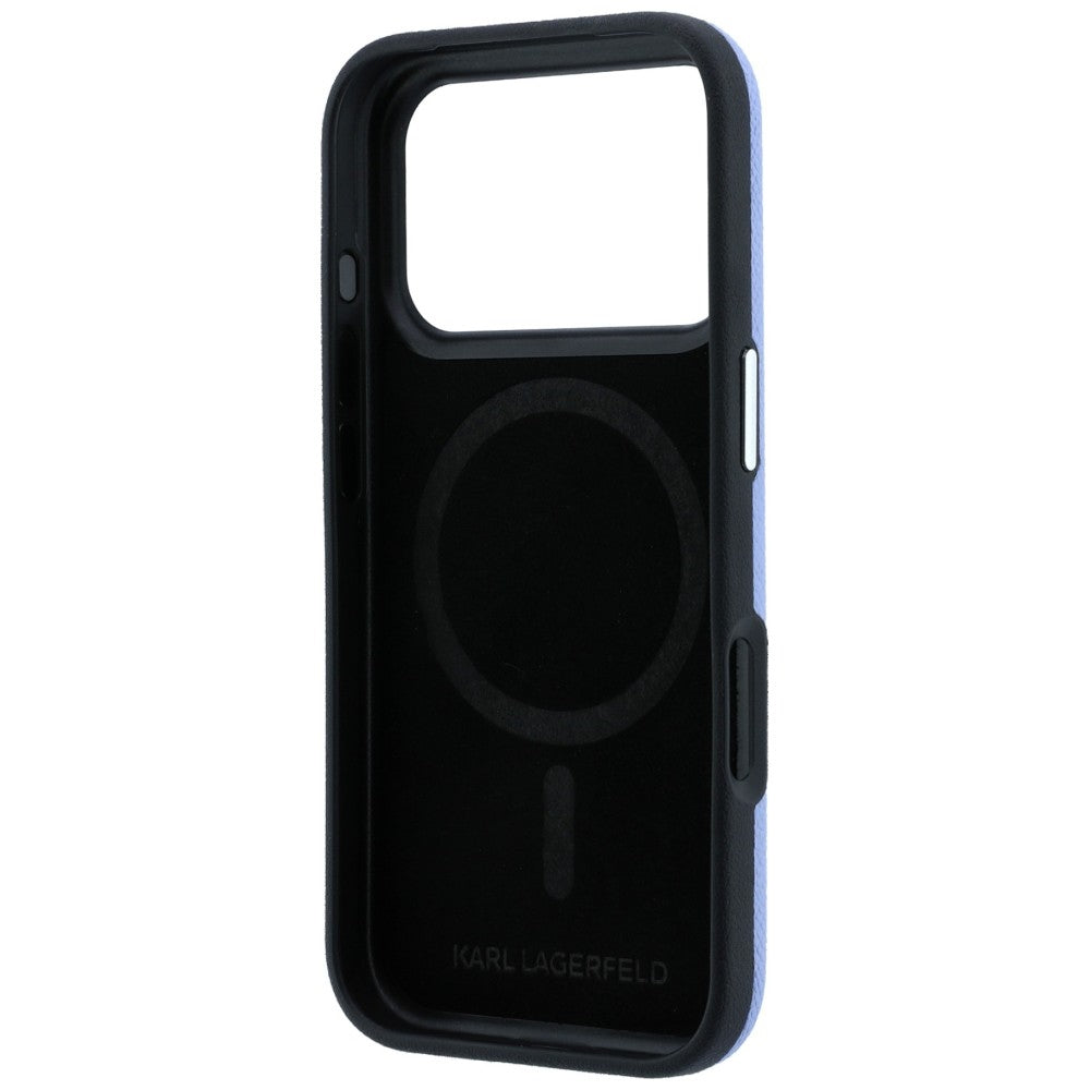 MagSafe Case for Apple iPhone 18 Pro Max / 17 Pro Max, Karl Lagerfeld, Grained Elongated Logo, Blue
