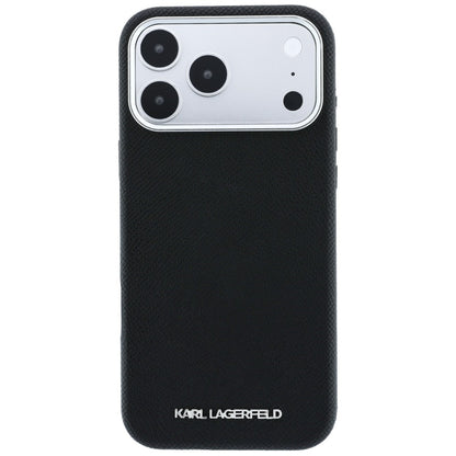 MagSafe Case for Apple iPhone 18 Pro Max / 17 Pro Max, Karl Lagerfeld, Grained Elongated Logo, Black