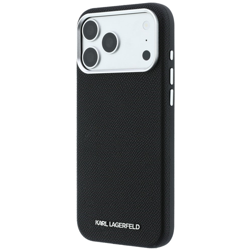 MagSafe Case for Apple iPhone 18 Pro Max / 17 Pro Max, Karl Lagerfeld, Grained Elongated Logo, Black