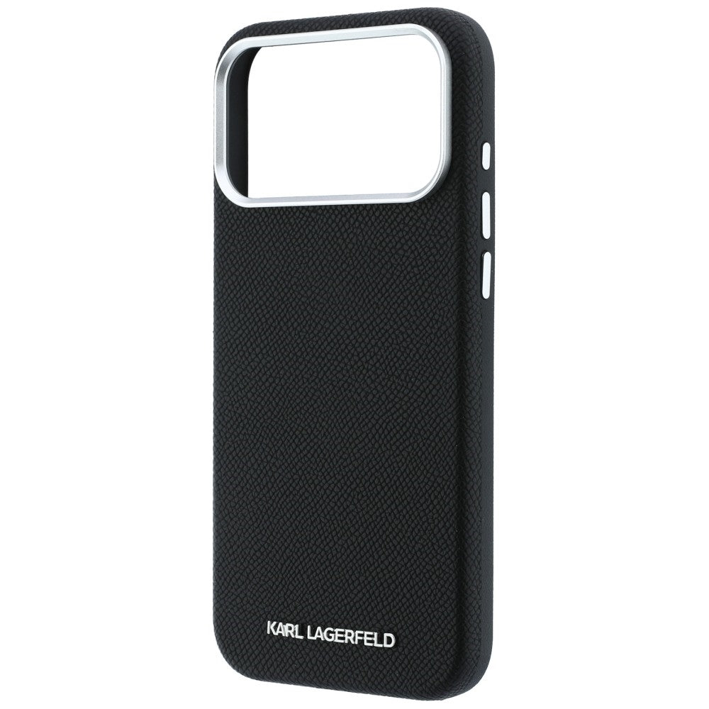MagSafe Case for Apple iPhone 18 Pro Max / 17 Pro Max, Karl Lagerfeld, Grained Elongated Logo, Black