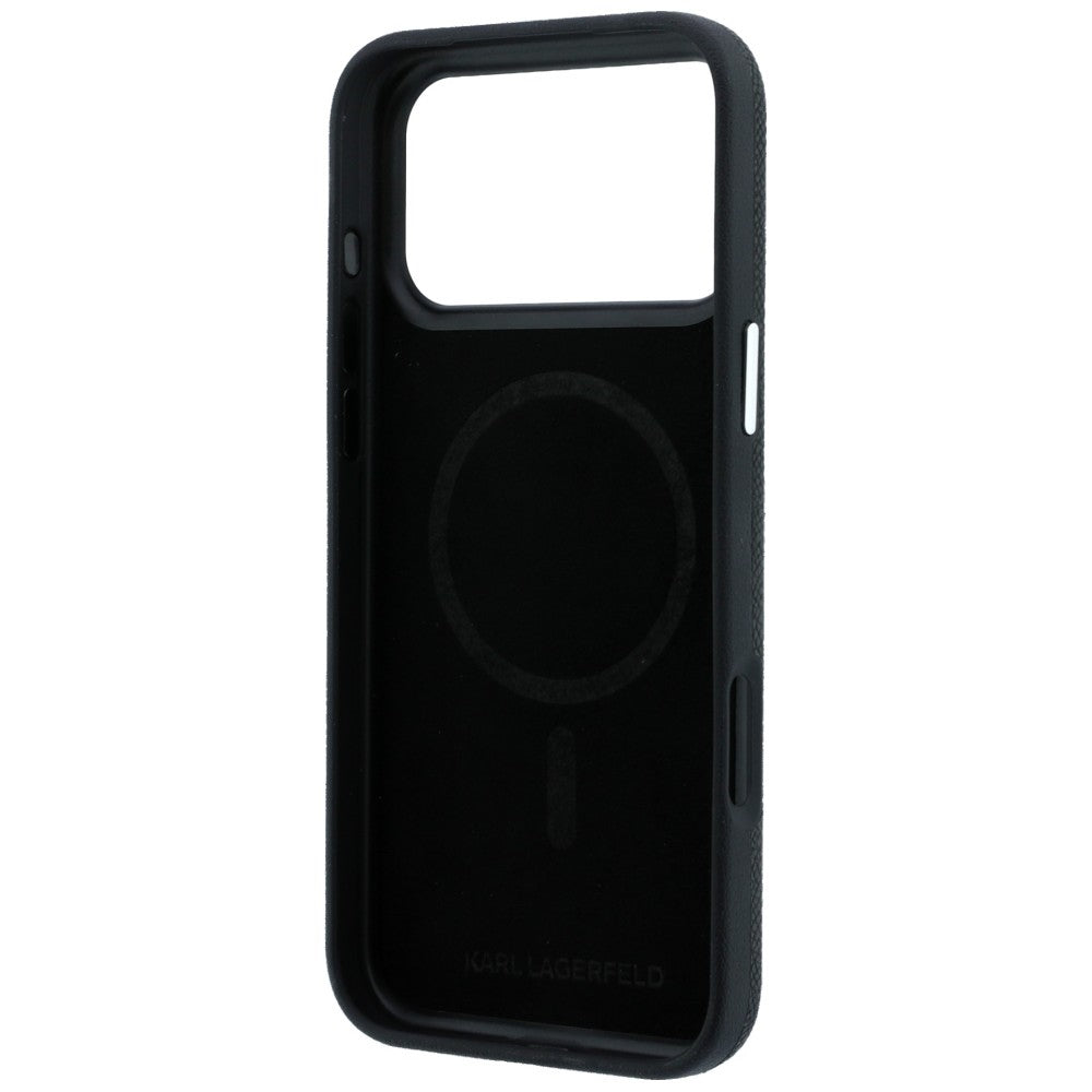 MagSafe Case for Apple iPhone 18 Pro Max / 17 Pro Max, Karl Lagerfeld, Grained Elongated Logo, Black