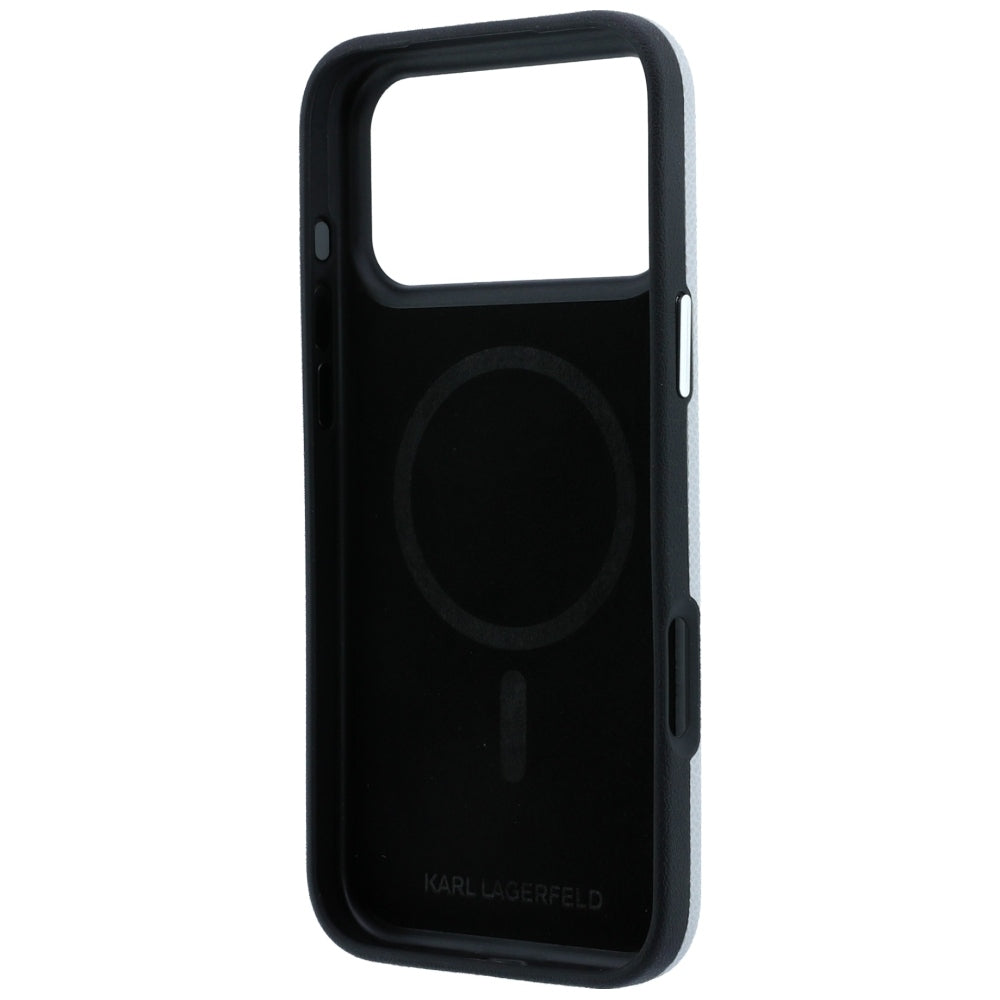 MagSafe Case for Apple iPhone 18 Pro Max / 17 Pro Max, Karl Lagerfeld, Grained Karl Head's Metal, Gray