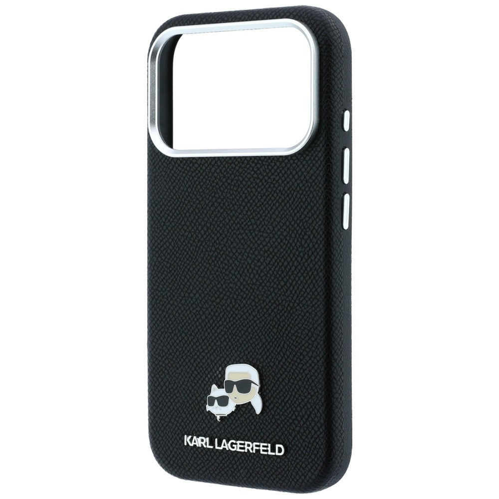 MagSafe Case for Apple iPhone 18 Pro Max / 17 Pro Max, Karl Lagerfeld, Grained KC Heads, Black