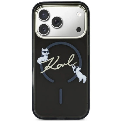 MagSafe Case for Apple iPhone 18 Pro Max / 17 Pro Max, Karl Lagerfeld, IML Choupette Karl Script Logo, Black