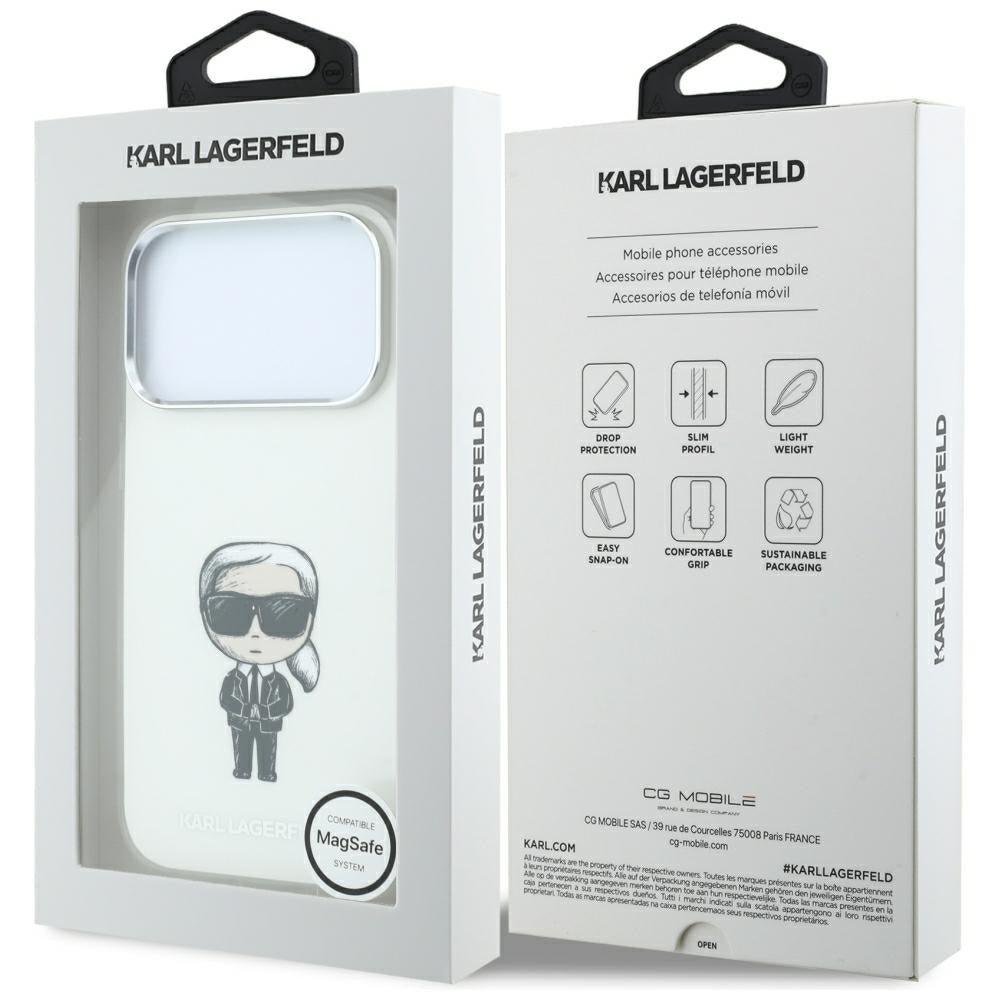 MagSafe Case for Apple iPhone 18 Pro Max / 17 Pro Max, Karl Lagerfeld, IML Ikonik Sketch Print, Beige
