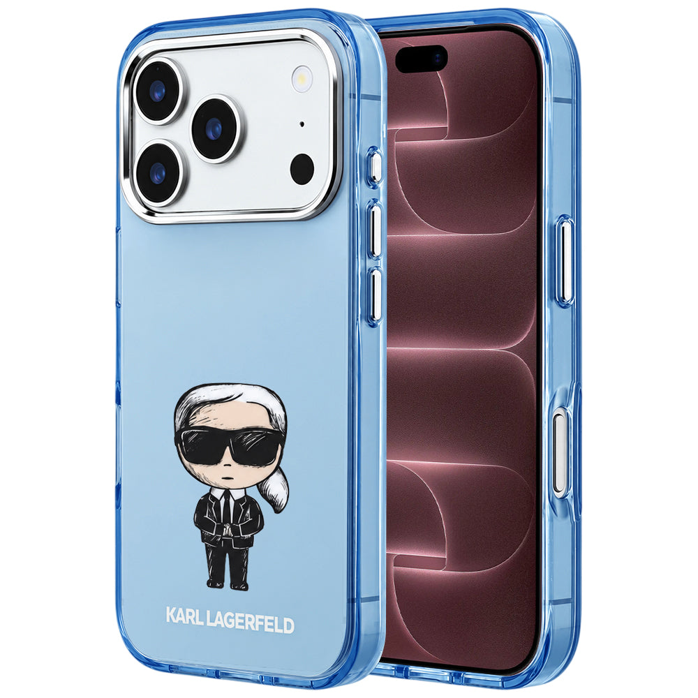 MagSafe Case for Apple iPhone 18 Pro Max / 17 Pro Max, Karl Lagerfeld, IML Ikonik Sketch Print, Blue