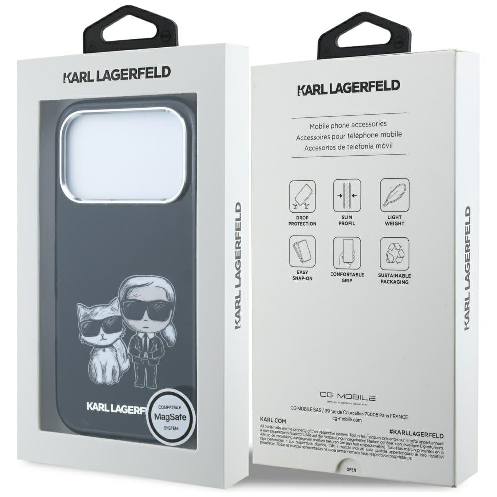 MagSafe Case for Apple iPhone 18 Pro Max / 17 Pro Max, Karl Lagerfeld, IML KC Bodies Sketch Print, Black
