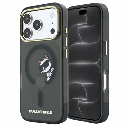MagSafe Case for Apple iPhone 18 Pro Max / 17 Pro Max, Karl Lagerfeld, IML Peekaboo Print and Metal Frame, Black