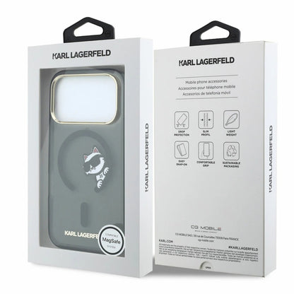 MagSafe Case for Apple iPhone 18 Pro Max / 17 Pro Max, Karl Lagerfeld, IML Peekaboo Print and Metal Frame, Black