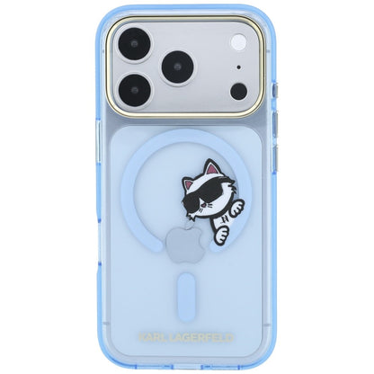 MagSafe Case for Apple iPhone 18 Pro Max / 17 Pro Max, Karl Lagerfeld, IML Peekaboo Print and Metal Frame, Blue