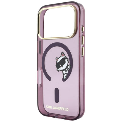 MagSafe Case for Apple iPhone 18 Pro Max / 17 Pro Max, Karl Lagerfeld, IML Peekaboo Print and Metal Frame, Burgundy