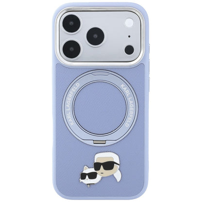 MagSafe Case for Apple iPhone 18 Pro Max / 17 Pro Max, Karl Lagerfeld, Ring Stand 360 Karl & Choupette Pin, Blue