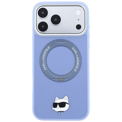 MagSafe Case for Apple iPhone 18 Pro Max / 17 Pro Max, Karl Lagerfeld, Saffiano Ring Stand 360 Choupette Pin, Blue