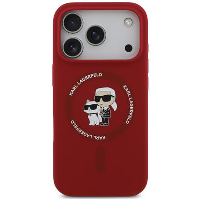 MagSafe Case for Apple iPhone 18 Pro Max / 17 Pro Max, Karl Lagerfeld, Silicone Ring Karl & Choupette, Pink