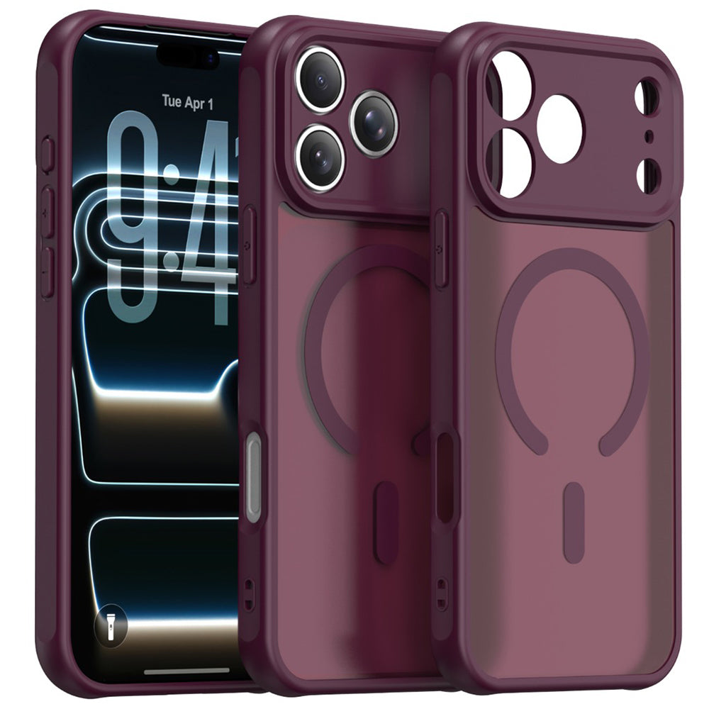 MagSafe Case for Apple iPhone 18 Pro Max / 17 Pro Max, Techsuit, HaloFrost II, Dark Burgundy