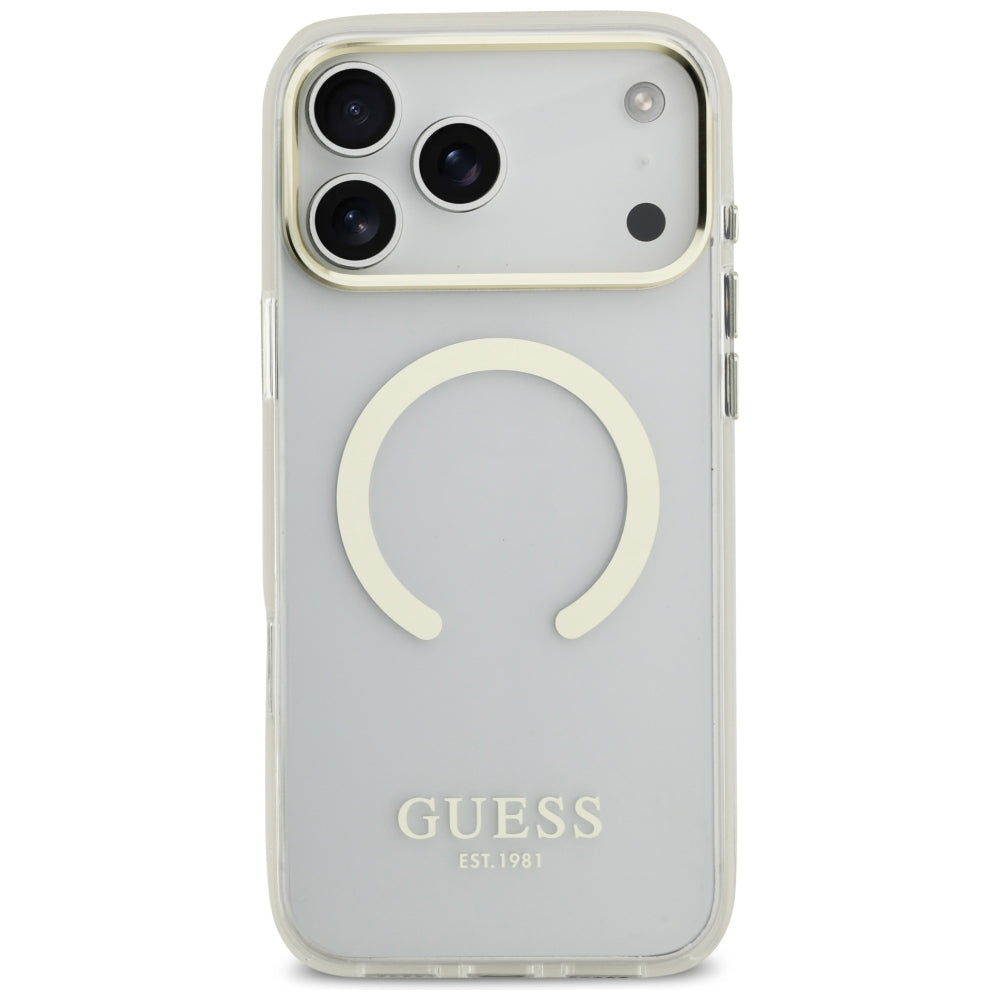 MagSafe Case for Apple iPhone 18 Pro Max, Guess, Metal Outline, Gold