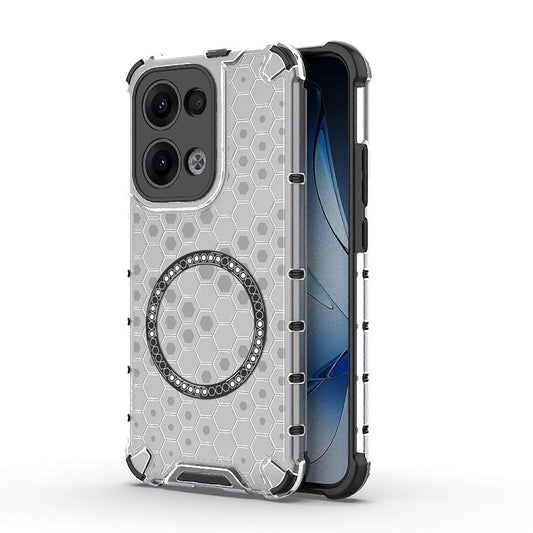 MagSafe Case for Oppo Reno13, Techsuit, HoneyComb Shield, White