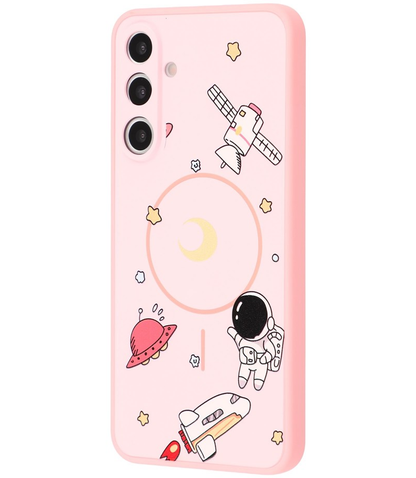 MagSafe Case for Samsung Galaxy A16 5G A166 / A16 4G A165, OEM, Cartoon Astronaut, Pink