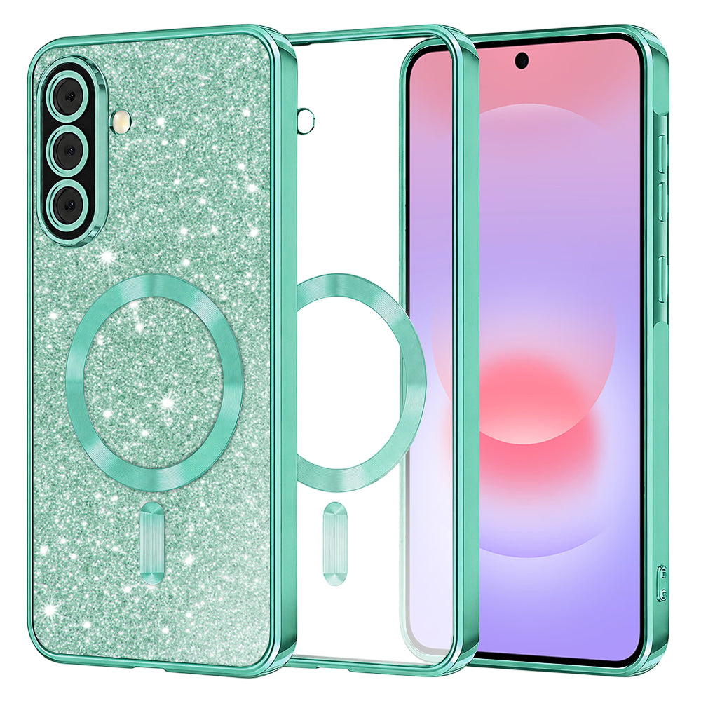 MagSafe Case for Samsung Galaxy A37 5G, Techsuit, Luxury Glitter, Light Green