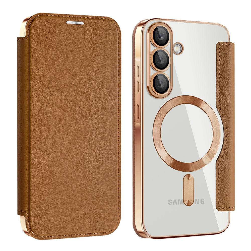 MagSafe Case for Samsung Galaxy A37 5G, Techsuit, SmartMag Book, Brown