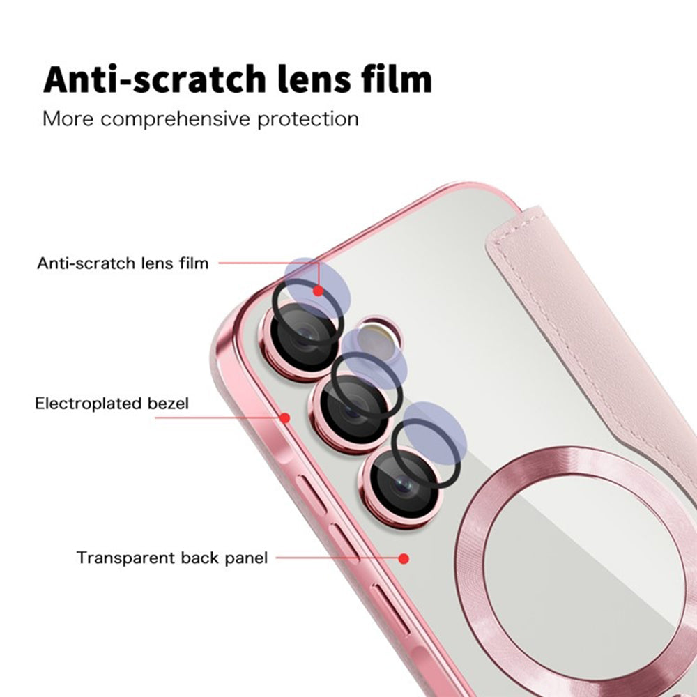 MagSafe Case for Samsung Galaxy A55 5G A556, Techsuit, SmartMag Book, Pink