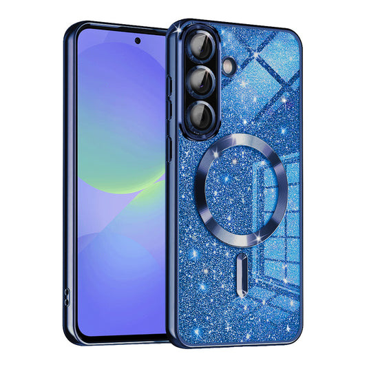 MagSafe Case for Samsung Galaxy A56 A566 / A36 A366, Techsuit, Luxury Glitter, Dark Blue