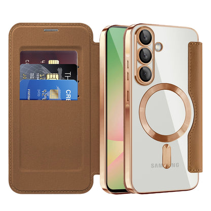 MagSafe Case for Samsung Galaxy A56 A566, Techsuit, SmartMag Book, Brown