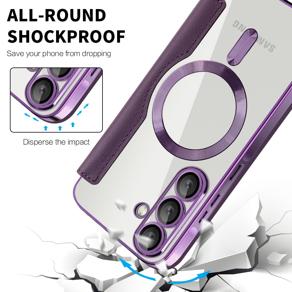 MagSafe Case for Samsung Galaxy A56 A566, Techsuit, SmartMag Book, Purple