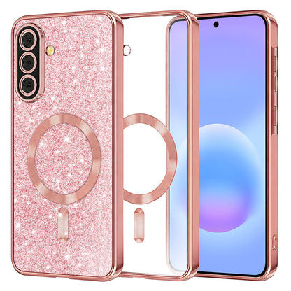 MagSafe Case for Samsung Galaxy A57 5G, Techsuit, Luxury Glitter, Rose Gold