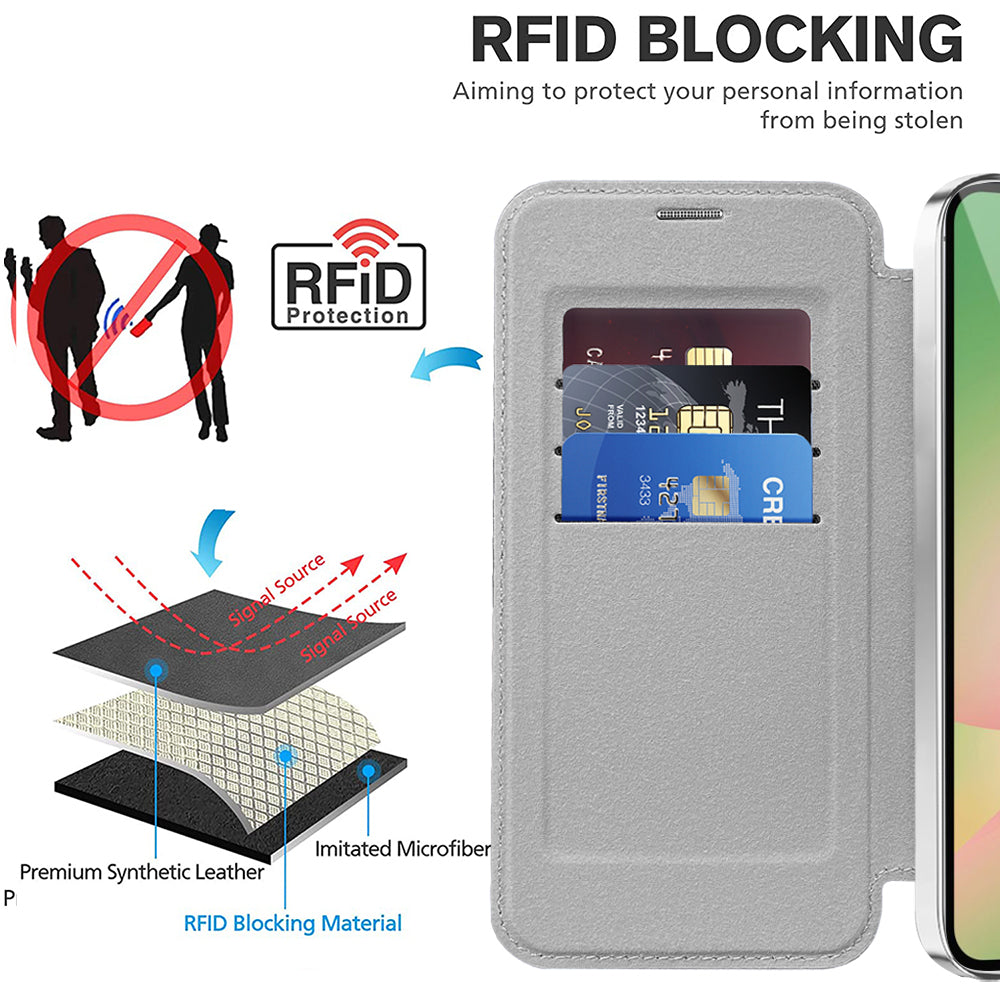 MagSafe Case for Samsung Galaxy A57 5G, Techsuit, SmartMag Book, Gray