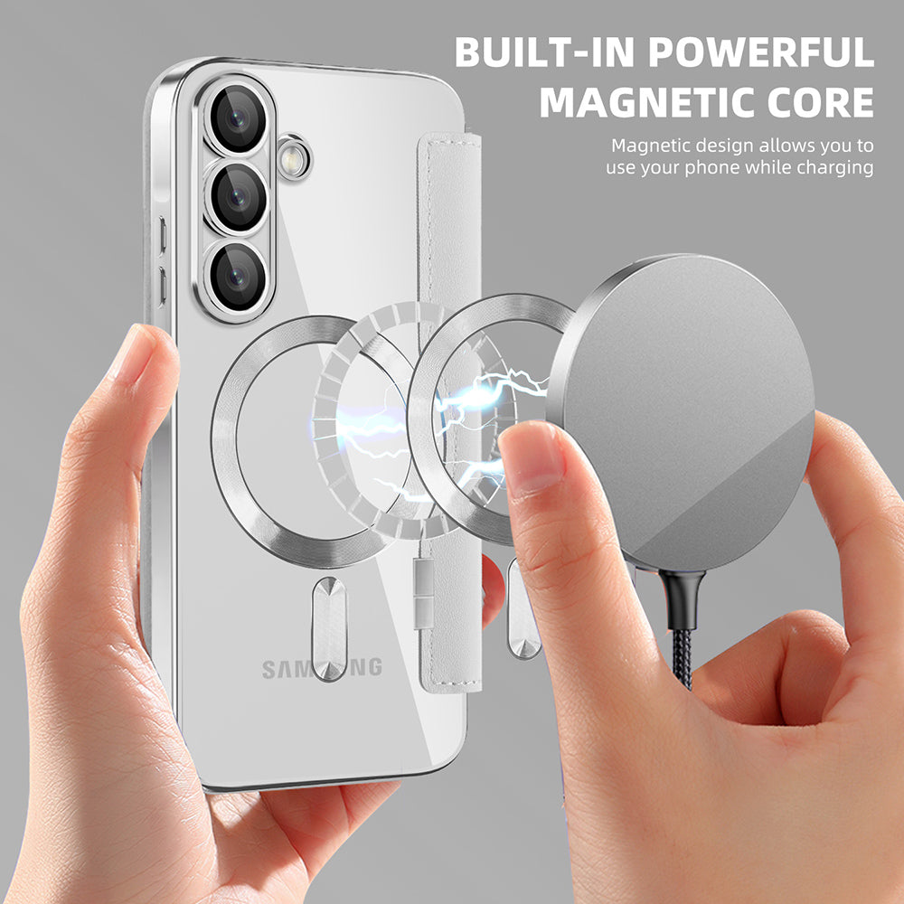 MagSafe Case for Samsung Galaxy A57 5G, Techsuit, SmartMag Book, Gray
