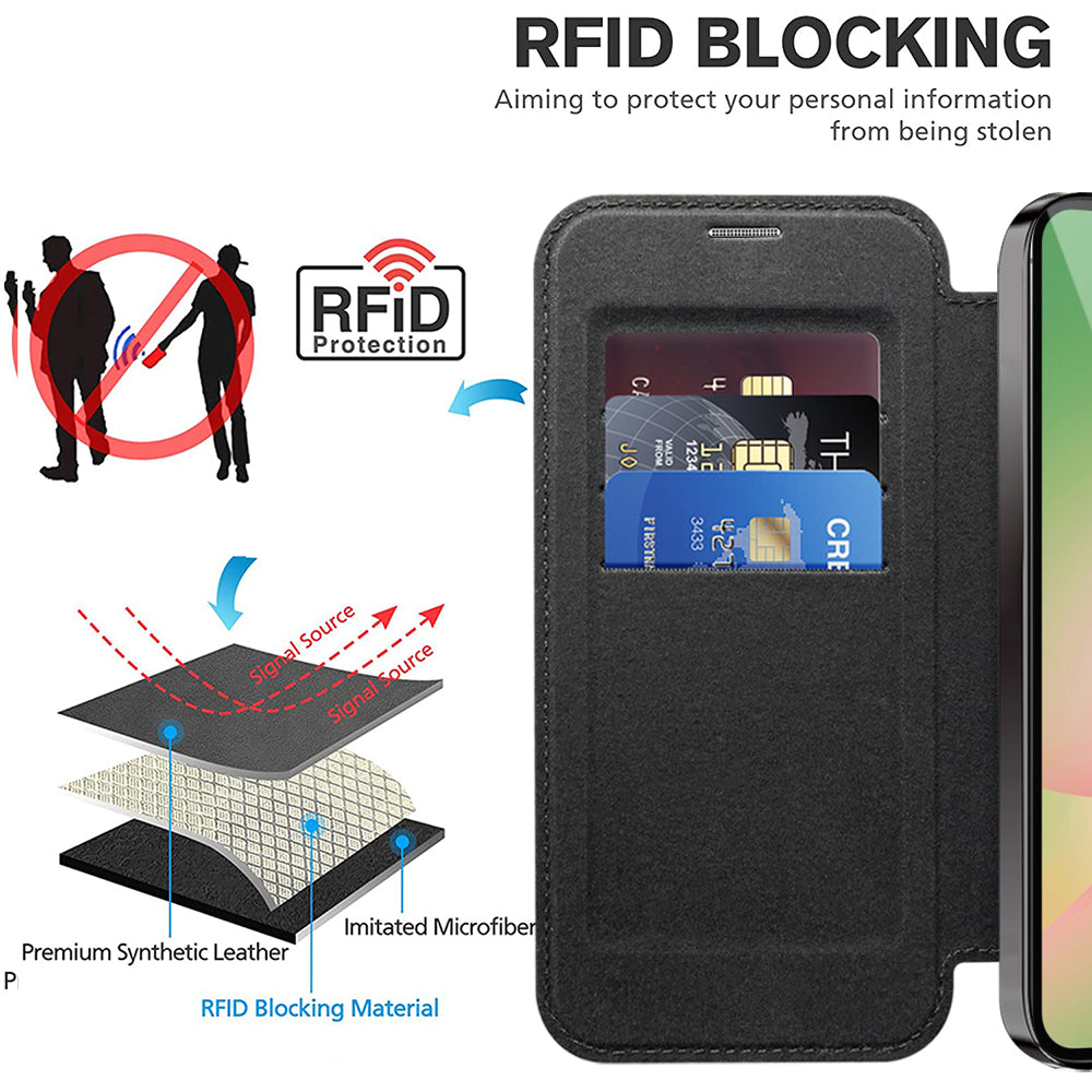 MagSafe Case for Samsung Galaxy A57 5G, Techsuit, SmartMag Book, Black