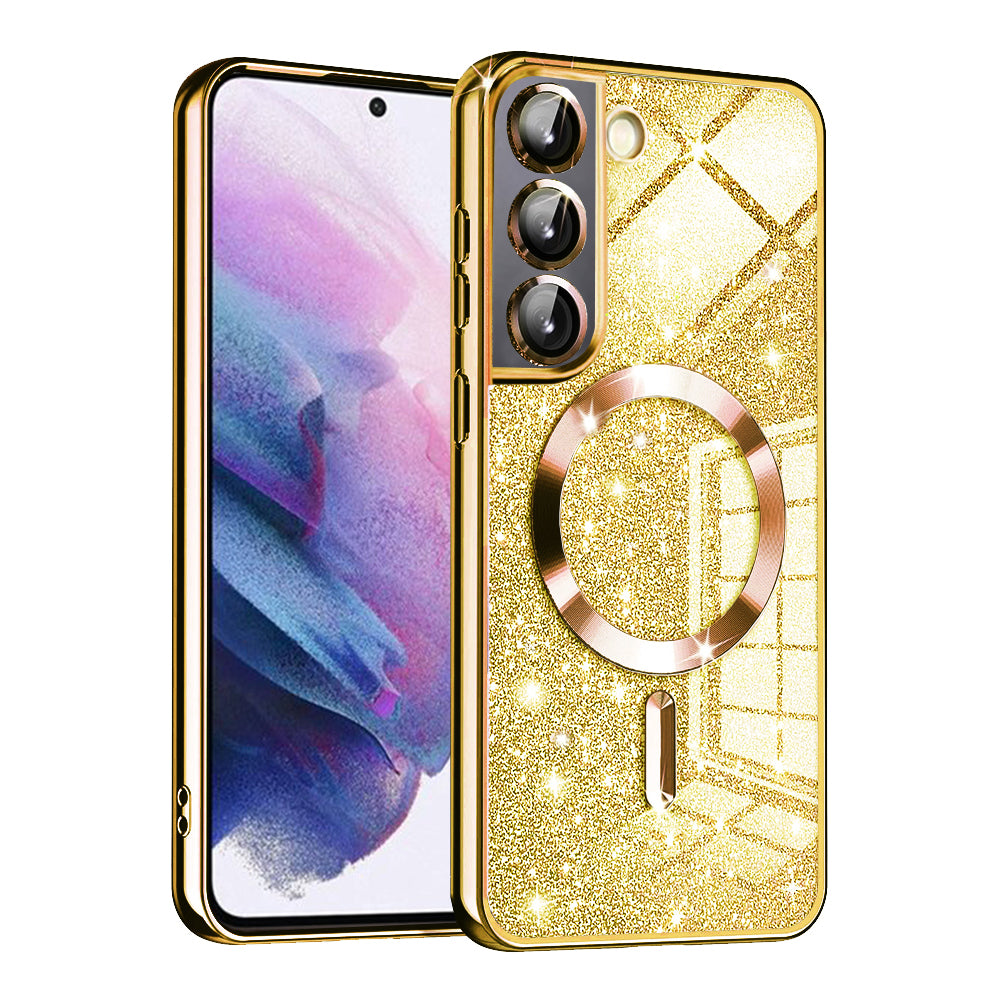 MagSafe Case for Samsung Galaxy S21 5G G991, Techsuit, Luxury Glitter, Gold