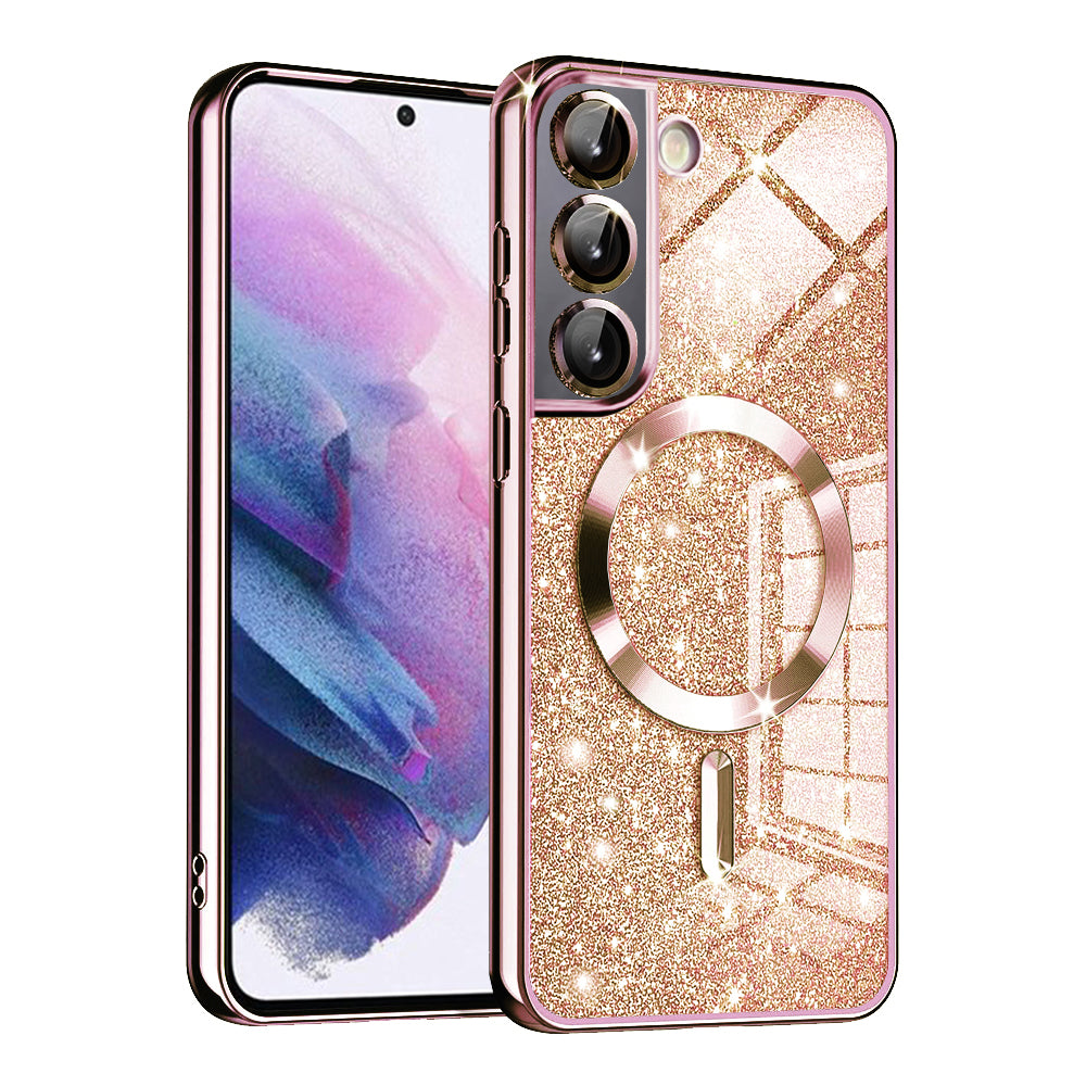 MagSafe Case for Samsung Galaxy S21 5G G991, Techsuit, Luxury Glitter, Rose Gold