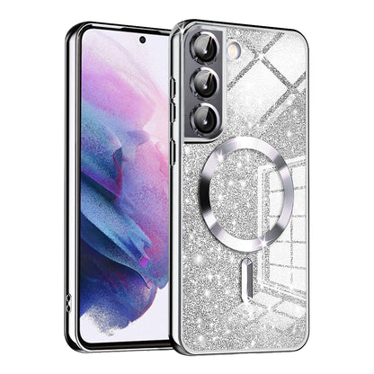 MagSafe Case for Samsung Galaxy S21 FE 5G G990, Techsuit, Luxury Glitter, Silver