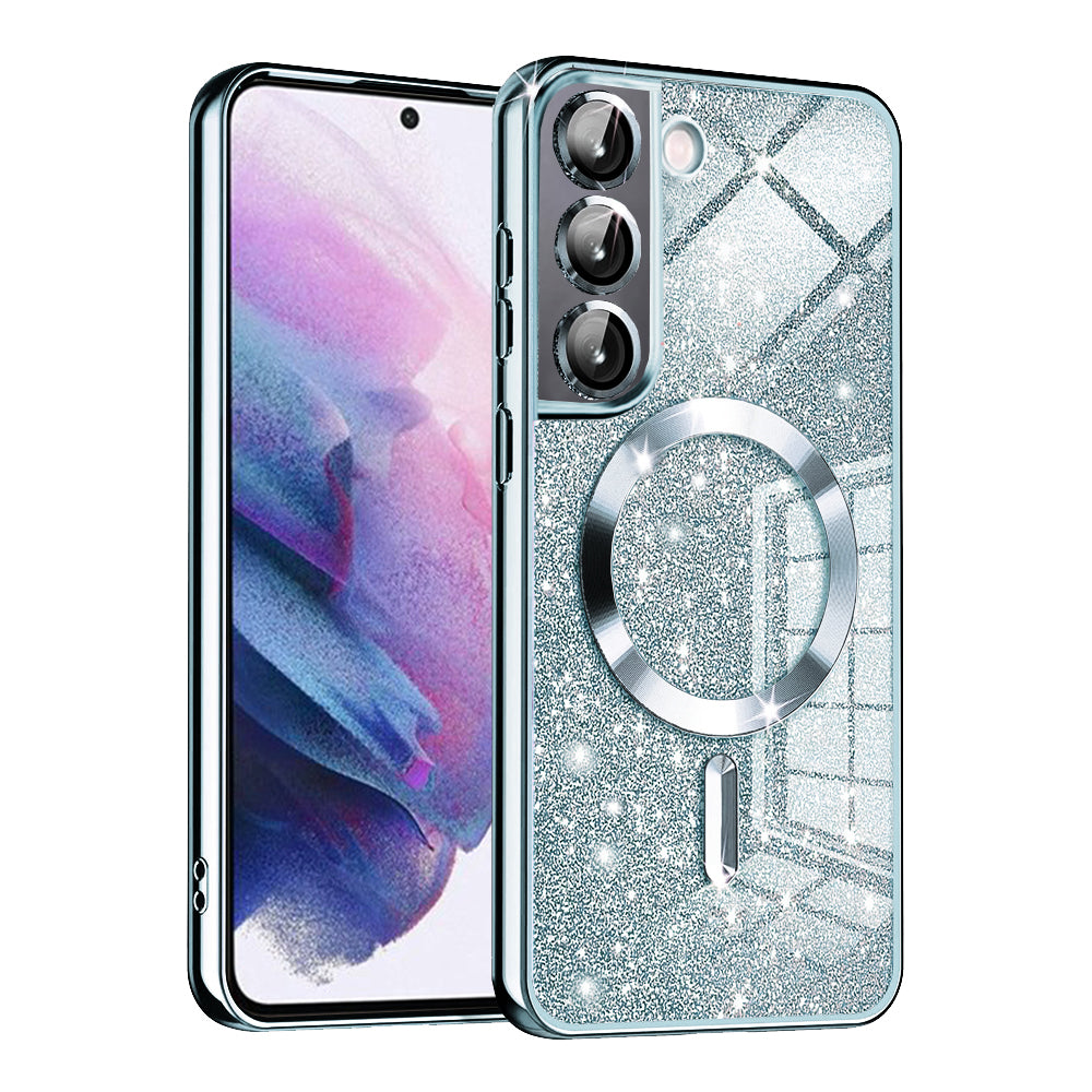 MagSafe Case for Samsung Galaxy S21 FE 5G G990, Techsuit, Luxury Glitter, Blue