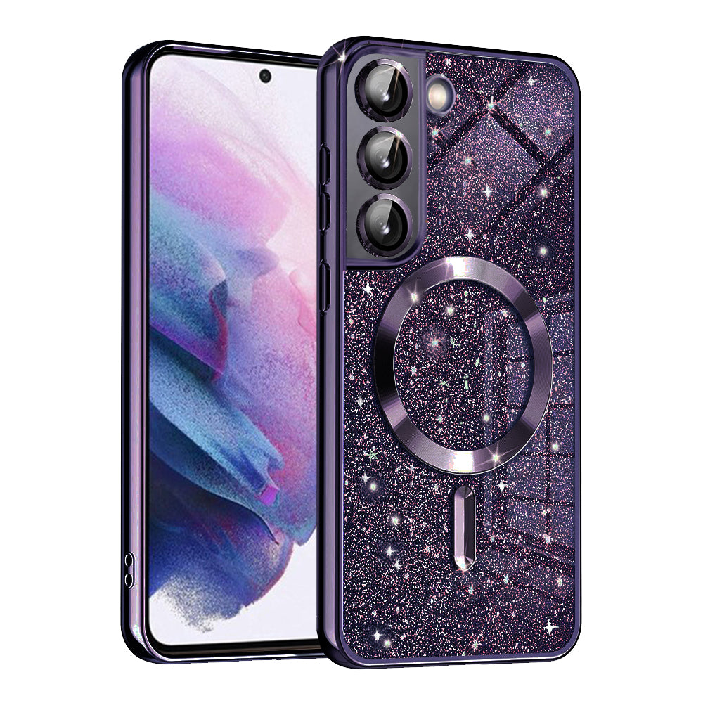 MagSafe Case for Samsung Galaxy S21 FE 5G G990, Techsuit, Luxury Glitter, Dark Purple