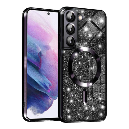 MagSafe Case for Samsung Galaxy S21 FE 5G G990, Techsuit, Luxury Glitter, Black