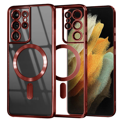 MagSafe Case for Samsung Galaxy S21 Ultra 5G G998, Techsuit, Luxury Crystal, Red
