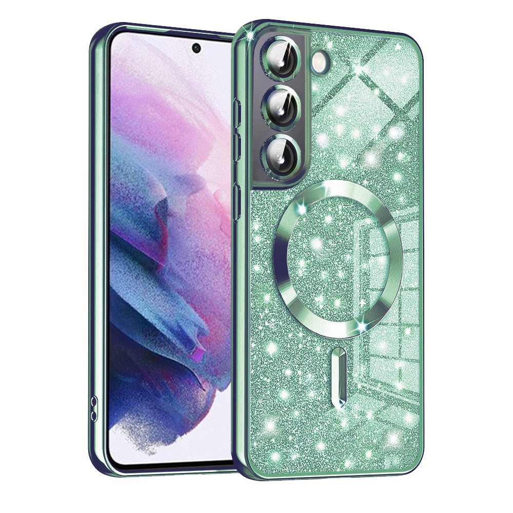 MagSafe Case for Samsung Galaxy S22 5G S901, Techsuit, Luxury Glitter, Light Green
