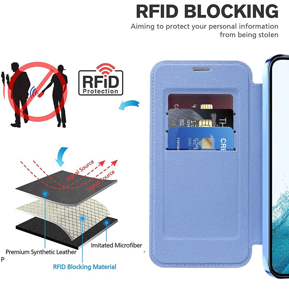 MagSafe Case for Samsung Galaxy S22 5G S901, Techsuit, SmartMag Book, Blue
