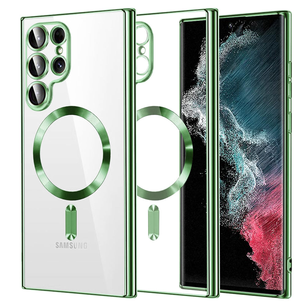 MagSafe Case for Samsung Galaxy S22 Ultra 5G S908, Techsuit, Luxury Crystal, Light Green