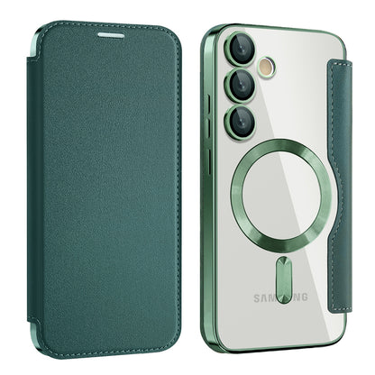 MagSafe Case for Samsung Galaxy S23 FE S711, Techsuit, SmartMag Book, Green