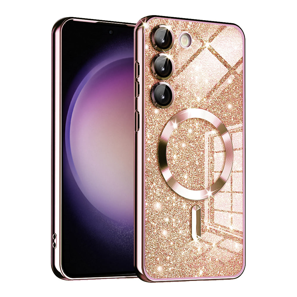 MagSafe Case for Samsung Galaxy S23+ S916, Techsuit, Luxury Glitter, Rose Gold