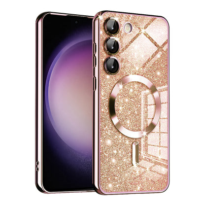 MagSafe Case for Samsung Galaxy S23+ S916, Techsuit, Luxury Glitter, Rose Gold