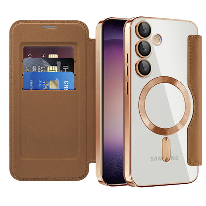 MagSafe Case for Samsung Galaxy S23+ S916, Techsuit, SmartMag Book, Brown