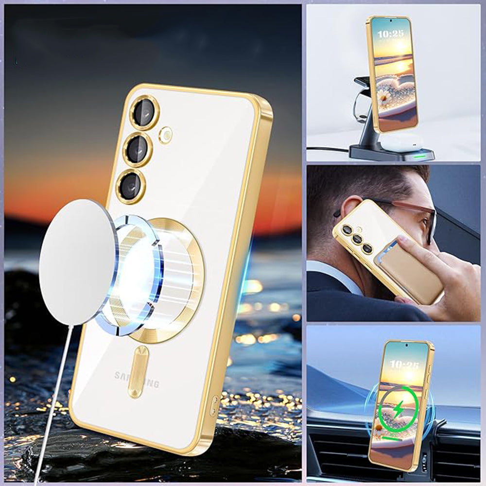MagSafe Case for Samsung Galaxy S23 S911, Techsuit, Luxury Crystal, Gold