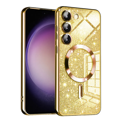MagSafe Case for Samsung Galaxy S23 S911, Techsuit, Luxury Glitter, Gold
