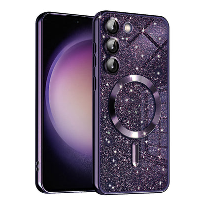 MagSafe Case for Samsung Galaxy S23 S911, Techsuit, Luxury Glitter, Dark Purple