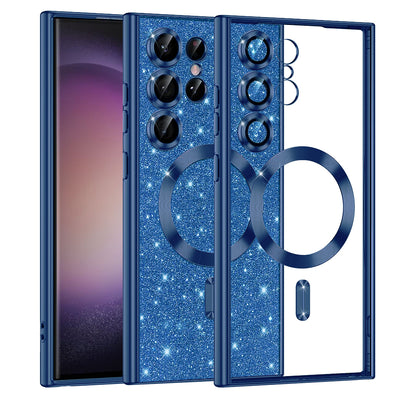 MagSafe Case for Samsung Galaxy S23 Ultra S918, Techsuit, Luxury Glitter, Dark Blue